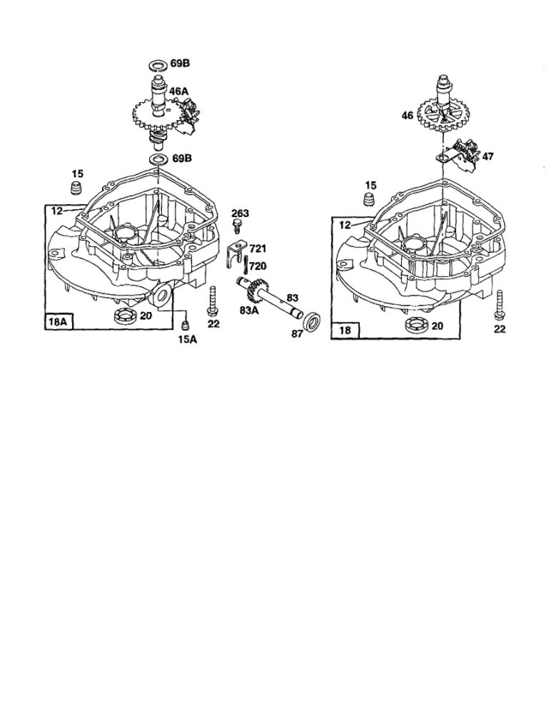 Shaft-Drive/Seal Oil Diagram and Parts List for 124800-124899 3201-3246 Briggs and Stratton Engine